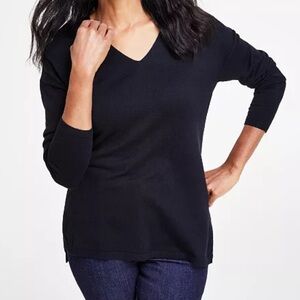 INC International Concepts Black V-Neck Sweater